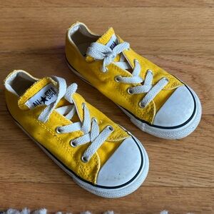 All Star Tennis Shoes. Yellow Lace up Girls Shoes.